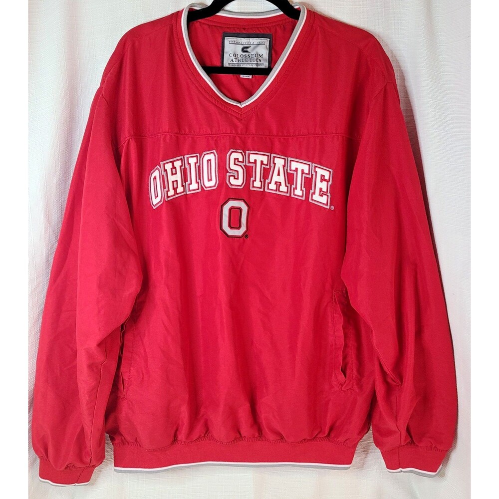 Ohio State Buckeyes Pullover Windbreaker Jacket Mens Large Red Colosseum Athleti